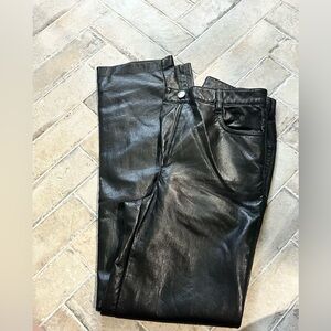 Wilfred straight leg button closure leather pants